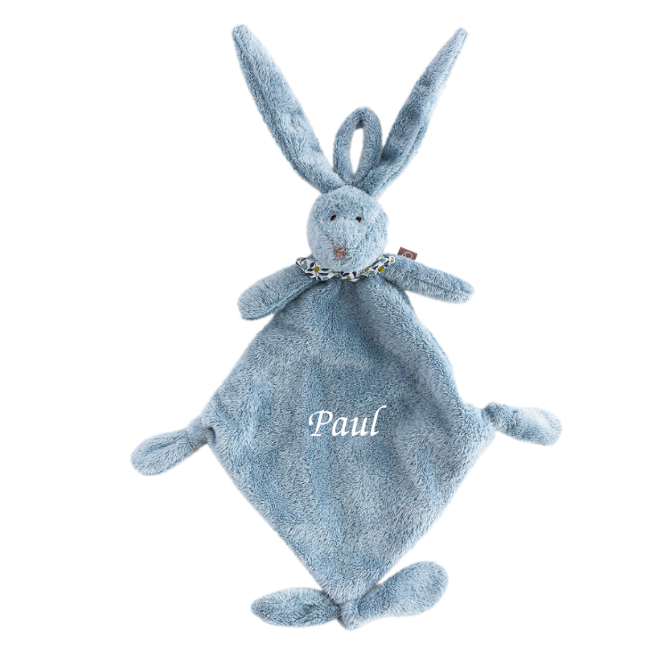  - flo the bunny - comforter with soother holder blue 25 cm 